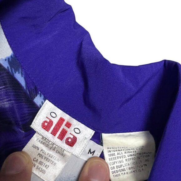 ALIA VINTAGE 90s Floral Purple Lightweight Business Casual Blouse Shirt Medium - Picture 5 of 5